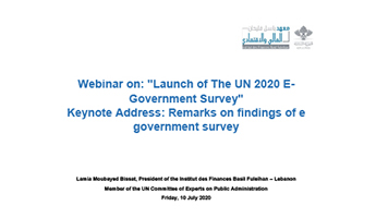 launch of the 2020 United Nations E-Government Survey cover