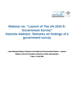 launch of the 2020 United Nations E-Government Survey cover