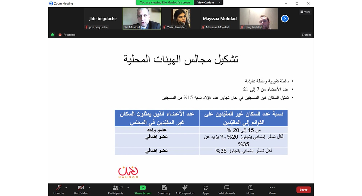 Elie Maalouf - Webinar on new law for municipalities